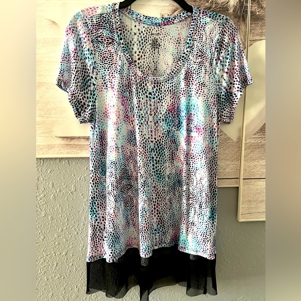 JENNIFER LOPEZ FLOWING SHORT SLEEVE T-SHIRT TOP - SZ M